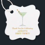 Dirty Thirty Martini Cocktail, 30th Birthday Party Favor Tags<br><div class="desc">This thirtieth birthday party favor tag features a watercolor painting of a martini glass. Customize with your information and change any wording to suit your event.</div>