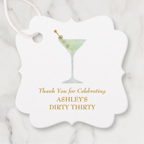 Dirty Thirty Martini Cocktail 30th Birthday Party Favor Tags