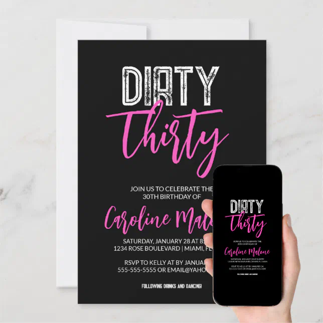 Dirty Thirty Modern 30th Birthday Invitation Zazzle
