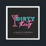 Dirty Thirty Neon Blue & Pink 30th Birthday Napkins<br><div class="desc">This bright and fun neon blue & pink design is ready to customize for a birthday party!</div>