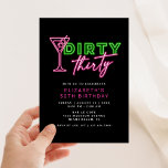 Dirty Thirty Neon Green & Pink 30TH Birthday Invitation<br><div class="desc">This bright and fun neon green & pink design is ready to customize for a birthday party!</div>