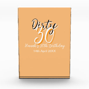 Dirty thirty orange white simple retro birthday ad acrylic award