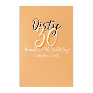 Dirty thirty orange white simple retro birthday ad acrylic print