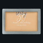 Dirty thirty orange white simple retro birthday ad belt buckle<br><div class="desc">Customize template design</div>