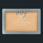 Dirty thirty orange white simple retro birthday ad belt buckle<br><div class="desc">Customize template design</div>