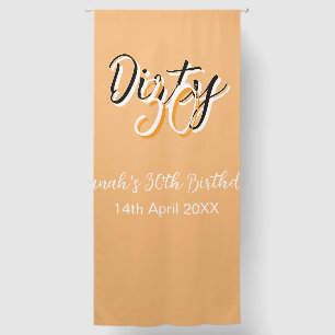 Dirty thirty orange white simple retro birthday ad blackout curtains