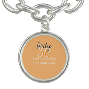 Dirty thirty orange white simple retro birthday ad bracelet