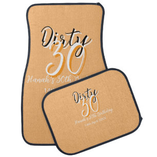 Dirty thirty orange white simple retro birthday ad car floor mat
