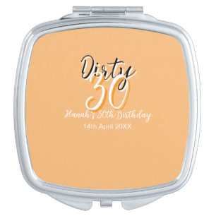 Dirty thirty orange white simple retro birthday ad compact mirror