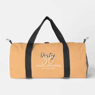 Dirty thirty orange white simple retro birthday ad duffle bag