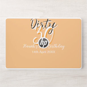 Dirty thirty orange white simple retro birthday ad HP laptop skin