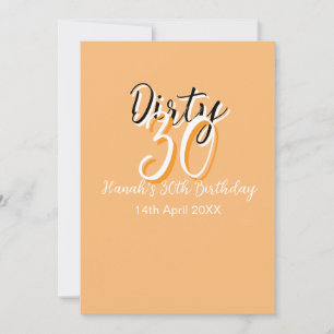 Dirty thirty orange white simple retro birthday ad invitation