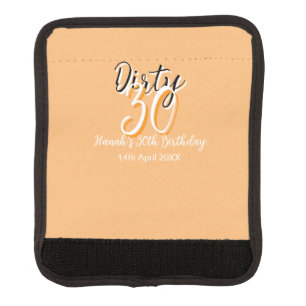 Dirty thirty orange white simple retro birthday ad luggage handle wrap