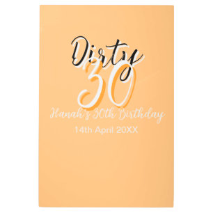 Dirty thirty orange white simple retro birthday ad metal print