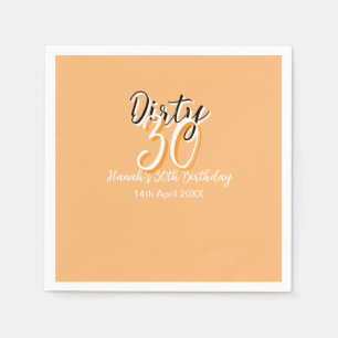 Dirty thirty orange white simple retro birthday ad napkins