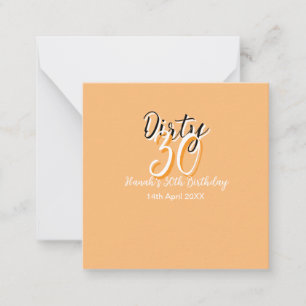 Dirty thirty orange white simple retro birthday ad note card