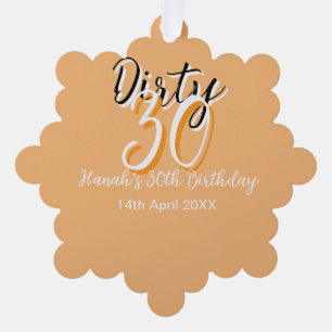 Dirty thirty orange white simple retro birthday ad ornament card