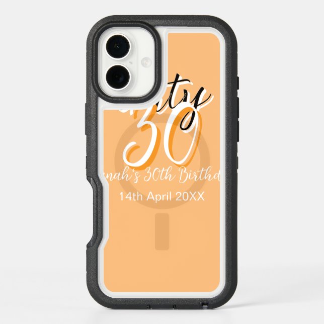 Dirty thirty orange white simple retro birthday ad otterbox iPhone case (Back)