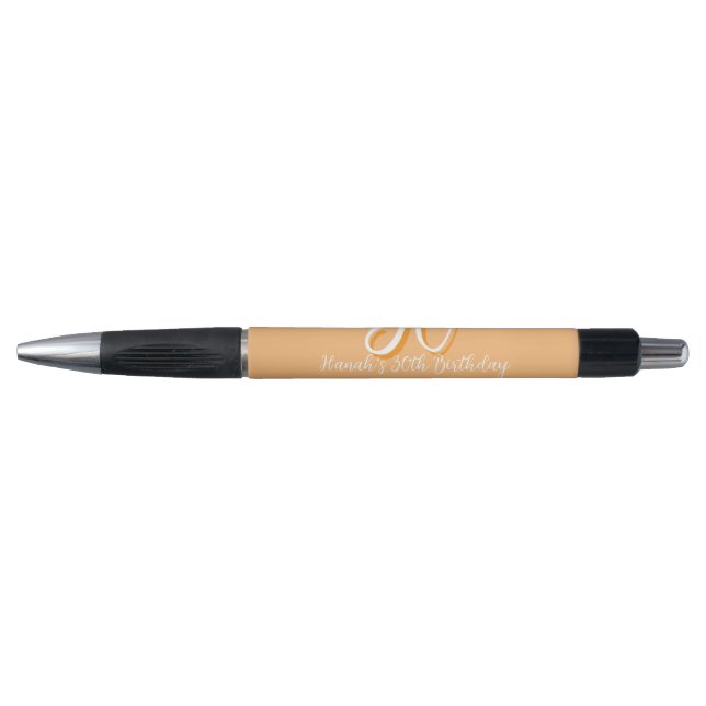 Dirty thirty orange white simple retro birthday ad pen (Front)
