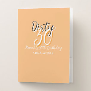 Dirty thirty orange white simple retro birthday ad pocket folder