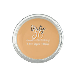 Dirty thirty orange white simple retro birthday ad ring