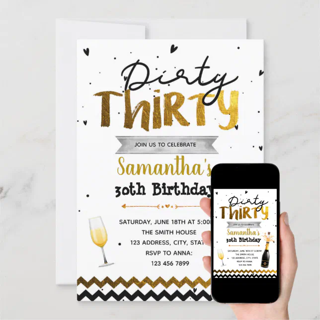 Dirty thirty party invitation | Zazzle