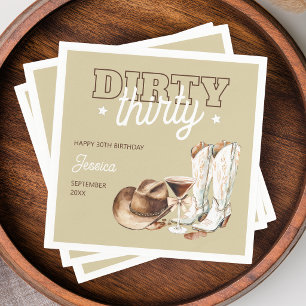 Dirty Thirty Rodeo Taupe Beige 30th Birthday Party Napkins