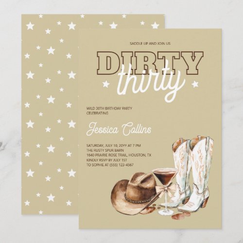 Dirty Thirty Rustic Country 30th Birthday Party Invitation
