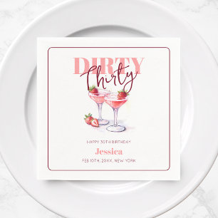 Dirty Thirty Strawberry Martini 30th Birthday Napkins