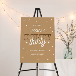 Dirty Thirty Western Brown 30th Birthday Welcome Foam Board