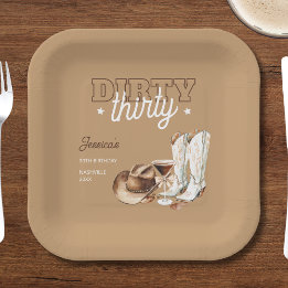 Dirty Thirty Western Country 30th Birthday Party Paper Plates
