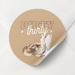 Dirty Thirty Western Rodeo 30th Birthday Party Classic Round Sticker
