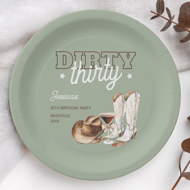 Dirty Thirty Western Rodeo 30th Birthday Party Paper Plates (Dirty Thirty Western Rodeo 30th Birthday Party Paper Plates)