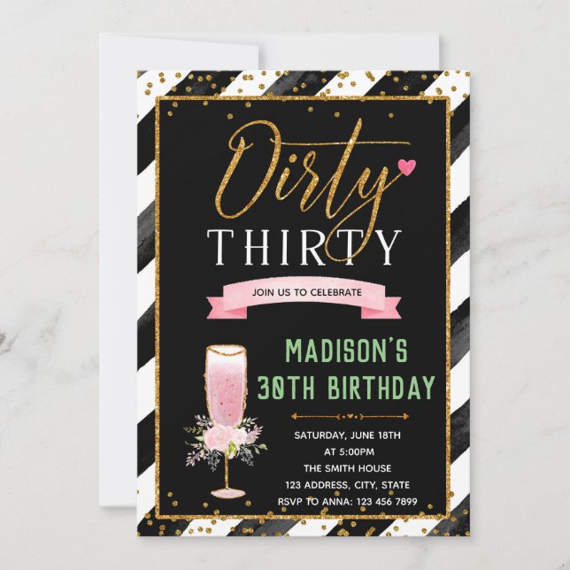 Dirty thrity theme birthday invitation (Front)