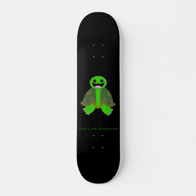 Dirty Turtle Logo, Black Skateboard (Front)