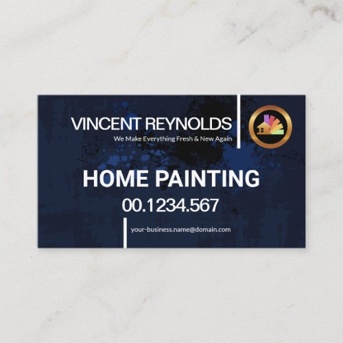 Dirty Wall Blue Paint Splatter Handyman Painting Business Card