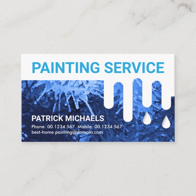 Dirty Wall Dripping Wet Paint Painting Service Business Card (Front)