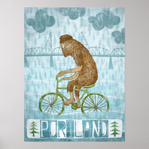 Dirty Wet Bigfoot Hipster Poster