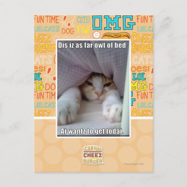 Dis iz as far owt of bed.. postcard (Front)