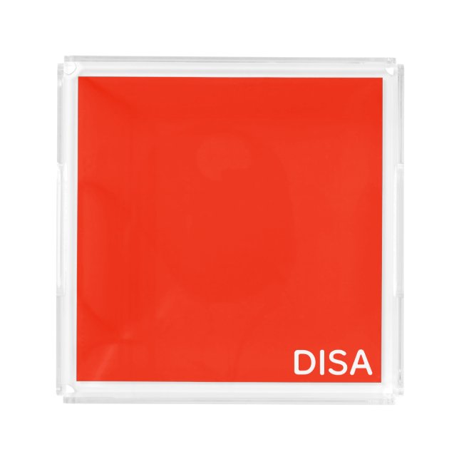 Disa Red color name Acrylic Tray (Front)