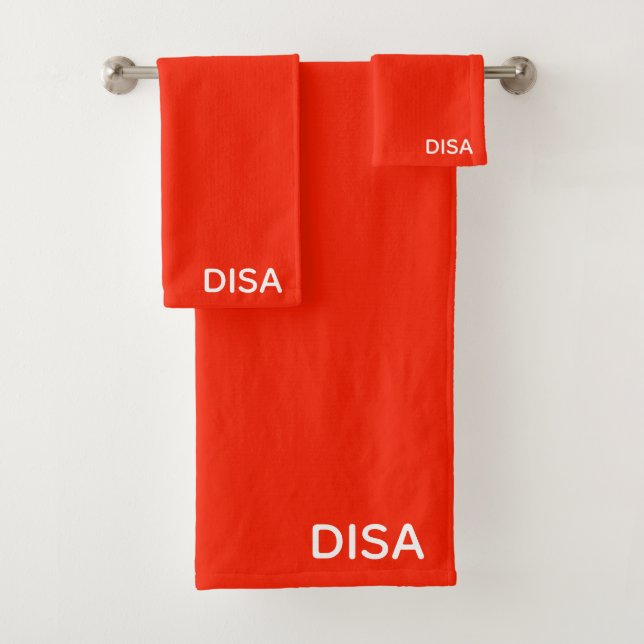Disa Red color name Bath Towel Set (Insitu)