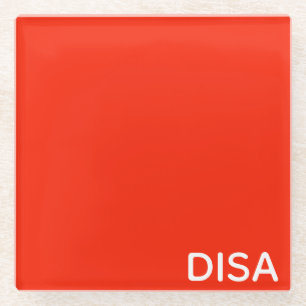 Disa Red color name Glass Coaster
