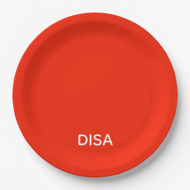 Disa Red color name Paper Plates (Front)