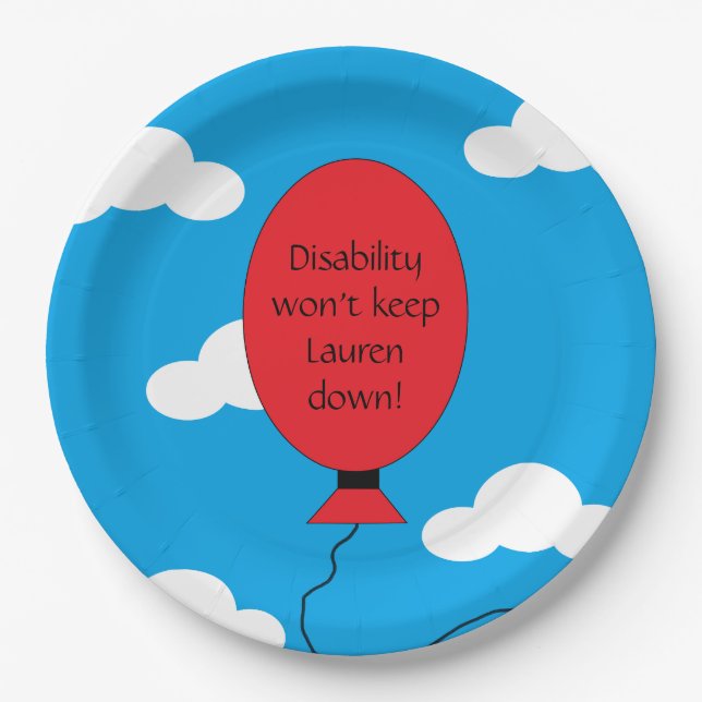 Disability and Confidence:  Blue  Paper Plates (Front)