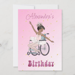 Disability Ballerina African American Girls Birth Invitation