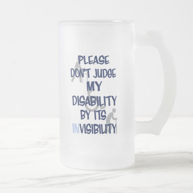 Disability/INvisibility...RSD/CRPS Frosted Glass B Beer Mug (Right)