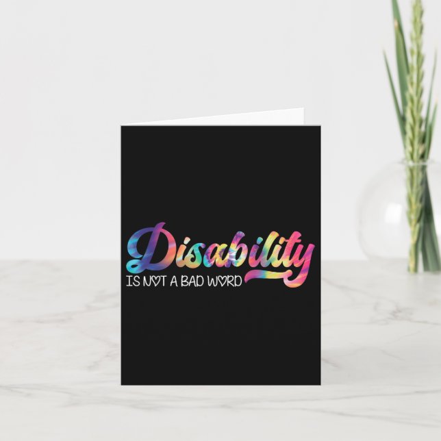 Disability Not A Bad Word Funny Quote Disability A Card (Front)