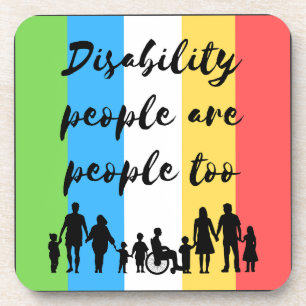 disability people are people too beverage coaster
