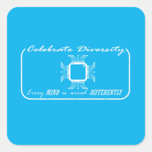 disability pride-every mind is wired differently square sticker