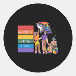 Disability Pride Everyone Is Welcome Here.png  Classic Round Sticker